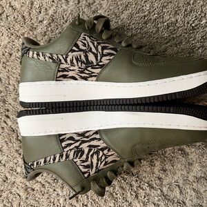 Olive Green and Zebra Print Athletic Shoes